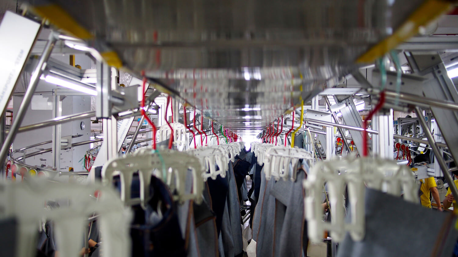 Jeans being manufactured